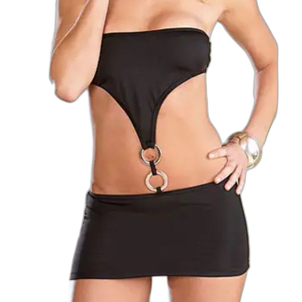 Dreamgirl Black Cut-Out Dress - Strapless Microfibre Mini Dress One Size NWT
